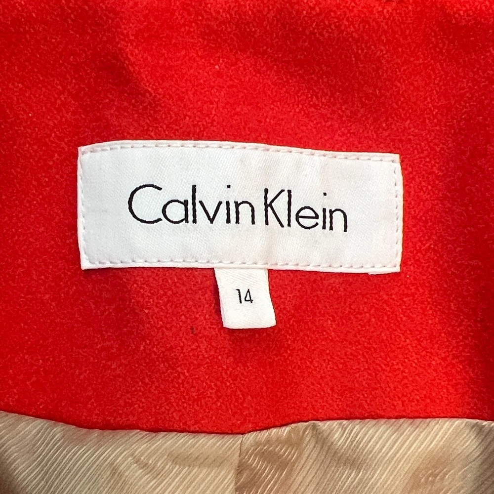 NWT - Calvin Klein Vibrant Red and Tan Trench Coat - Picture 3 of 12